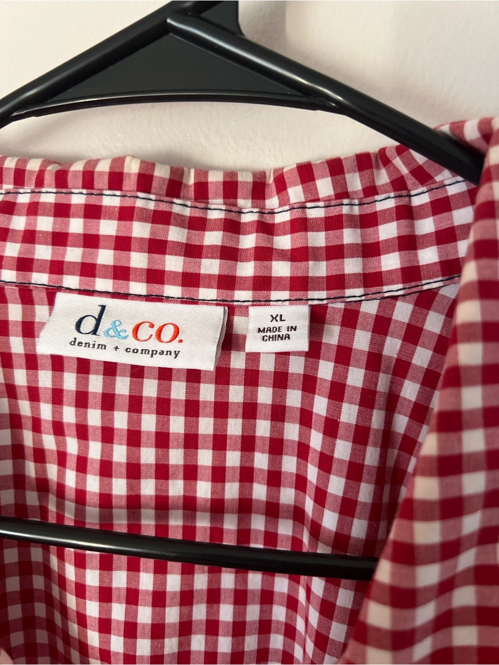 D&Co Red Gingham Utility Shirt Jacket XL Cottagecore Drawstring Waist - Picture 3 of 9